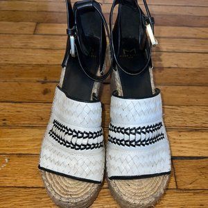 Marc Fisher Black & White Espadrille Wedge